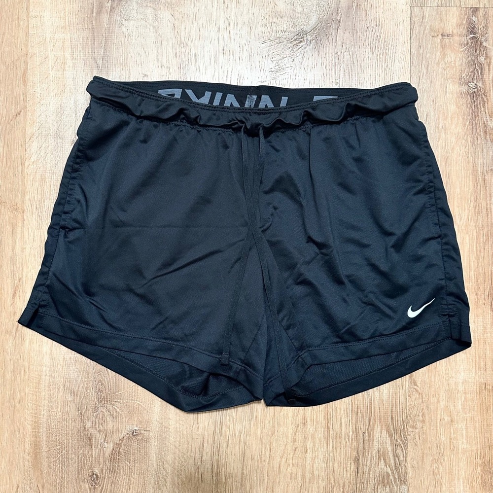 Nike | Woman's Black Dri-FIT Athletic Running Shorts Small Drawstring Pockets, S